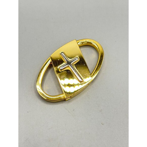 Religious Keyring Cross Design Gold Oval Travel Prayerfully Carefully Keychain - Picture 2 of 5